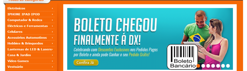 Compre da China com boleto bancário no DealExtreme (site de compras dx.com)